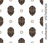 seamless pattern with tiki mask ... | Shutterstock .eps vector #1927652426