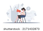 a woman is sitting on a chair... | Shutterstock .eps vector #2171432873