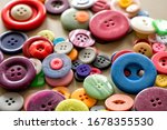 Many colorful garment buttons...