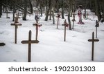 Old Cemetery With Wooden...
