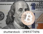 Small photo of Bitcoin Bubble: Benjamin Franklin blowing bubblegum, Ideas for US bitcoin market bubble, cryptocurrency overvalued, Economic bubbles, Financial panic or crisis, Monetary liquidity, Inflation,overprice