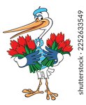 Cartoon Stork In The Image Of A ...