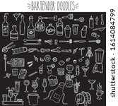 freehand bartender doodles ... | Shutterstock .eps vector #1614084799