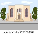 Jewish synagogu   The building of light stone   building is traditionally Hanukkah Vector 