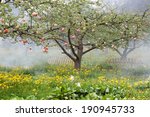 Peaches Trees Landscape  With...