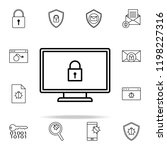 lock on the monitor icon. virus ... | Shutterstock .eps vector #1198227316