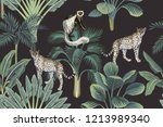 tropical vintage monkey ... | Shutterstock .eps vector #1213989340