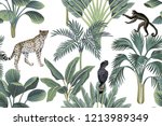 tropical vintage monkey ... | Shutterstock .eps vector #1213989349