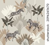 tropical vintage animal zebra ... | Shutterstock .eps vector #2096265670