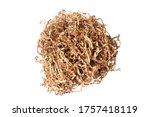 Shredded brown paper for packing material. Recycle and nature conservation. Background and texture. Environmental protection concept. Isolated, top view. Copy space