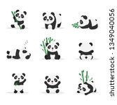 cute pandas flat vector color...