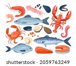 Seafood. Vector Icons Set Of...