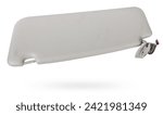 Small photo of Car visor interior. auto grey sun visor with mirror on white isolated background. Auto service industry. Spare parts catalog.