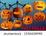 set of eight pumpkins for... | Shutterstock .eps vector #1530428990