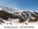Aerial view of Colorado Ski Resort in Pike National Forest, Colorado, USA