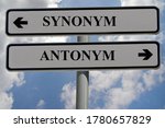 Small photo of Signs indicating antonym and synonym