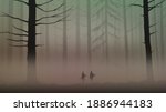 two man in a forest. creepy... | Shutterstock . vector #1886944183