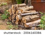 A Pile Of Stacked Firewood ...