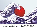 traditional japan wave  big red ... | Shutterstock .eps vector #1446282200