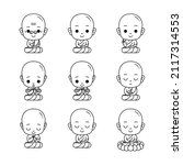 cute monk cartoon outline... | Shutterstock .eps vector #2117314553