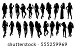 girl black silhouettes taking... | Shutterstock .eps vector #555259969