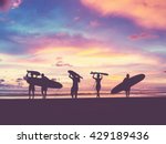 Silhouette of surfer people...