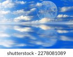 Earth, moon, water, clouds and ecological environment