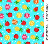 summer seamless pattern with... | Shutterstock .eps vector #1595458000
