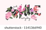 smile slogan with flower... | Shutterstock .eps vector #1141366940