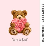 Bear Toy Holding Roses Heart...