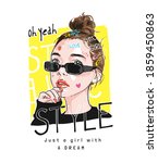 style slogan with cartoon girl... | Shutterstock .eps vector #1859450863