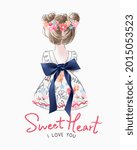 sweet heart slogan with little... | Shutterstock .eps vector #2015053523