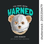 warned slogan with bear doll in ... | Shutterstock .eps vector #2055354479