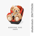 keep you safe slogan with cute... | Shutterstock .eps vector #2067155636