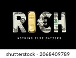 rich slogan on banknote... | Shutterstock .eps vector #2068409789