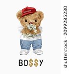 bossy slogan with hiphop bear... | Shutterstock .eps vector #2099285230