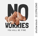 no worries slogan with bear... | Shutterstock .eps vector #2113961060