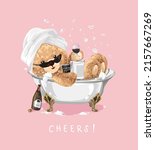 cheers slogan with girly bear... | Shutterstock .eps vector #2157667269
