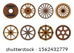 Wooden Wheel Vector Cartoon Set ...