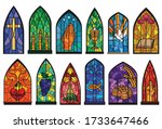 Church Windows Cartoon Set Icon....