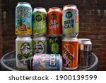 Small photo of London, UK - January 17 2021: Australian craft beers brewed in Melbourne known for best beer coffee fresh food by Mon Dog Kaiju Gipsy Hill Hop Nation 3 Ravens breweries and in Orbost by Sailor's Grave
