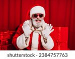 Cool, funny and modern Santa Claus portrait, Christmas and newyear festive days concepts
