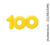 yellow 3d number 100 balloon... | Shutterstock .eps vector #2115815396