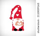 valentine's day gnome with hand ... | Shutterstock .eps vector #2110039163