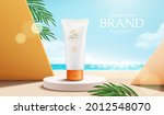 3d summer sunscreen tube ad... | Shutterstock .eps vector #2012548070
