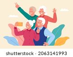 elder taking selfie on a group... | Shutterstock .eps vector #2063141993