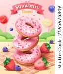 strawberry glazed donuts ad... | Shutterstock .eps vector #2165675349