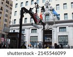 Small photo of Madrid, Spain. April, 2022. Gran Via subway station entrance in the namesake street, one of the most important retail shopping and leisure areas of spanish capital.