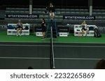 Small photo of Andorra La Vella, Andorra. - November 29 2022: Alison van Uytvanck of Belgium in action against Yanina Wickmayer of Belgium during the Credit Andorra Open Women's Tennis Association (WTA) tennis tourn