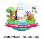 people celebrate world animal... | Shutterstock .eps vector #2034823109